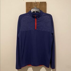 Adidas Navy and Orange Logo Pullover